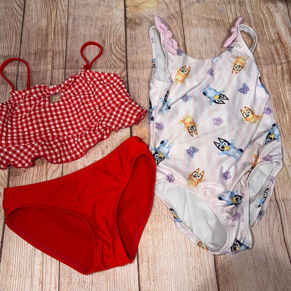 Girls 4/5 Bluey One-Piece and Cat & Jack Bikini Set